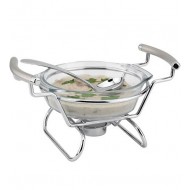 Molheira 500ml de Vidro Perle Com Suporte Concha e Queimador de Aço Inox